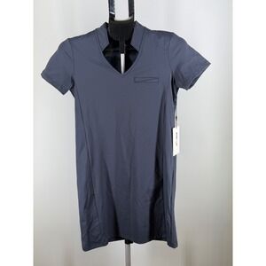 SwingDish Womens Gray Short Sleeve Golf Dress Split V-Neck Athletic Size S NEW